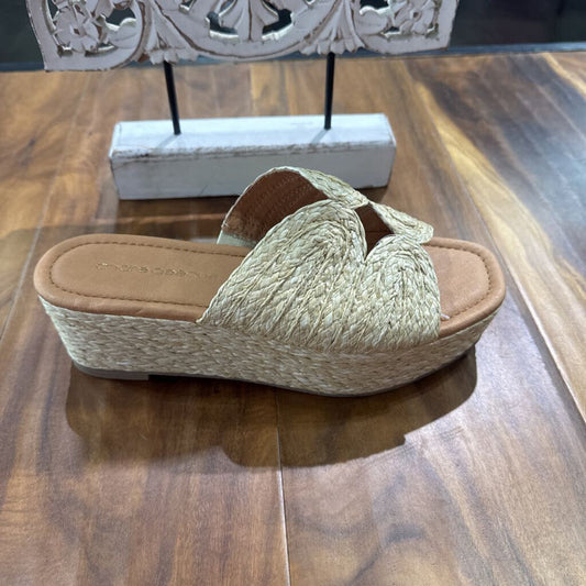 ANDREE',WICKER STRAP WEDGE,WHEAT,8