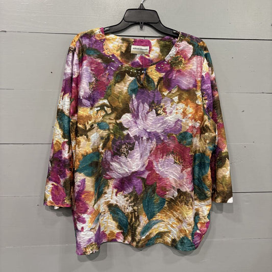 ALFRED DUNNER,FLORAL TOP ,MULTI,2X
