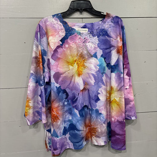 ALFRED DUNNER,FLORAL TOP ,MULTI,2X