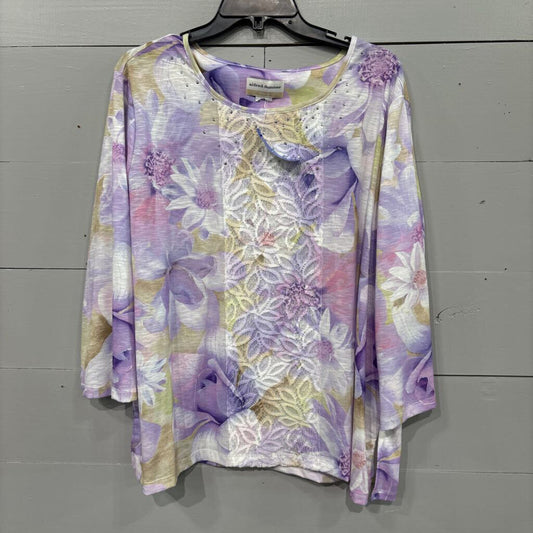ALFRED DUNNER,FLORAL TOP ,MULTI,2X