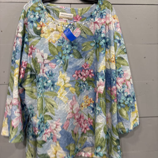 ALFRED DUNNER,FLORAL TOP ,MULTI,2X