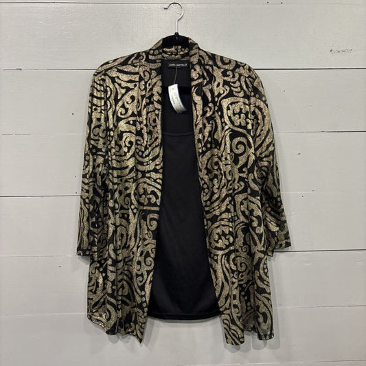 SARA MICHELLE,TANK KIMONO TOP ,BLK GOLD ,XL