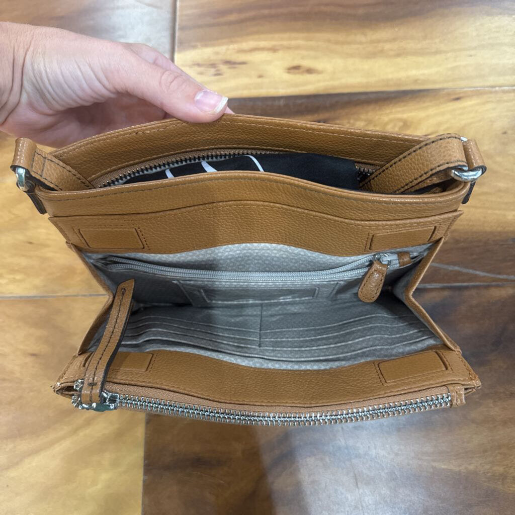 BRIGHTON,NEW BRIGHTON CROSSBODY RETAIL $495,CAMEL