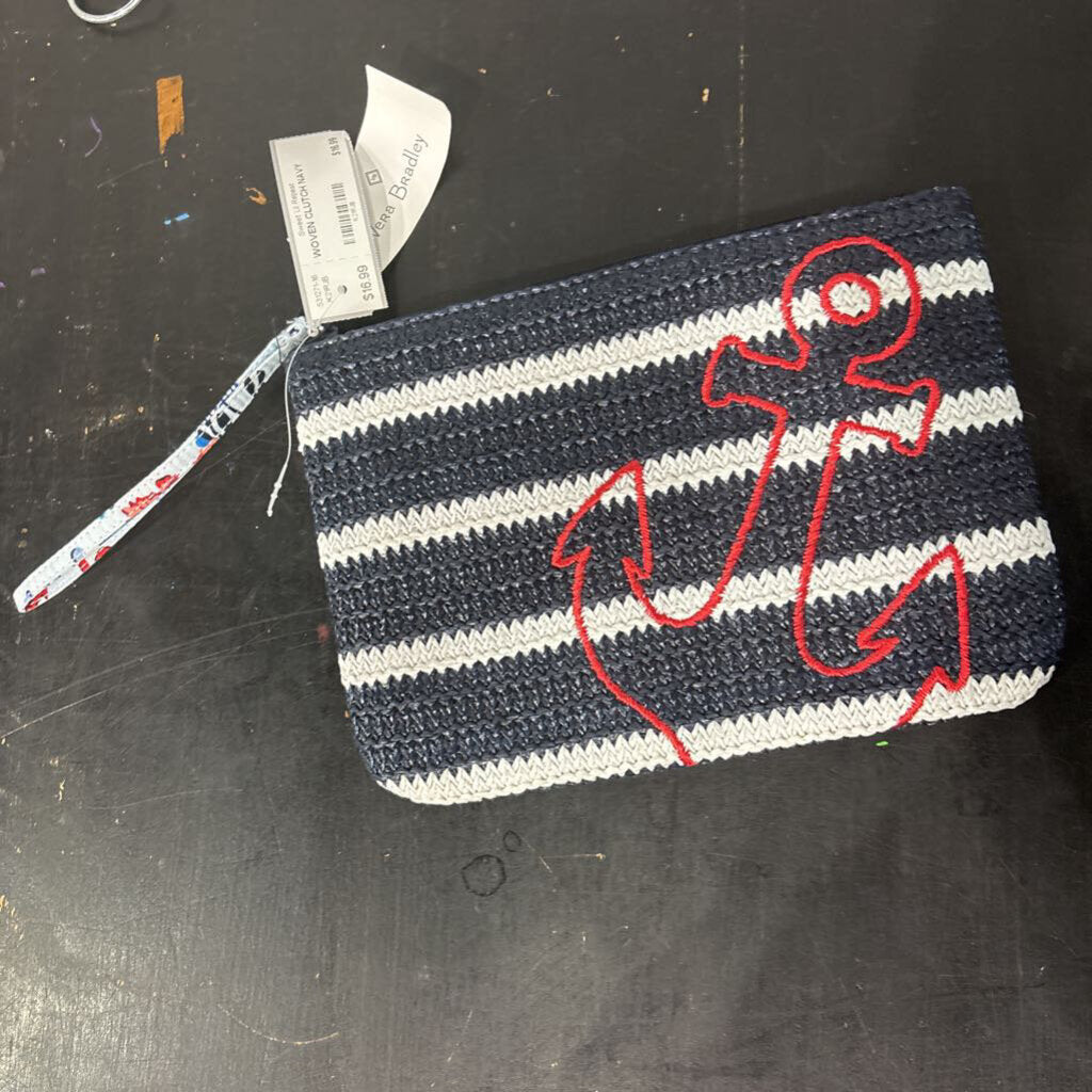 VERA BRADLEY,WOVEN CLUTCH,NAVY