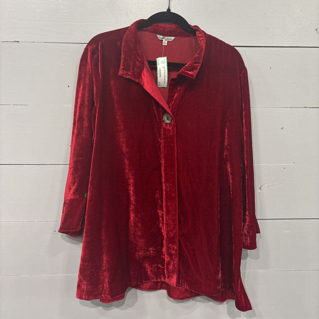 JOHN MARK,VELVET BLOUSE,DRK RED,XL