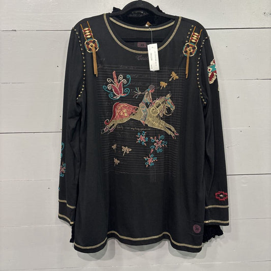 DOUBLE D RANCH,DDR HORSE SHIRT,BLK,XL