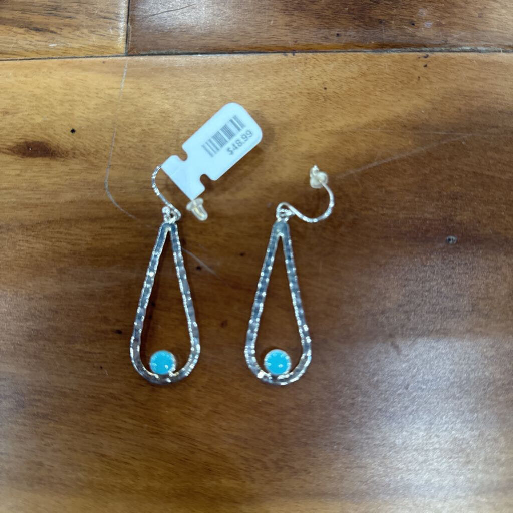 SS TEARDROP TUR EARRING ,TUR SILVER