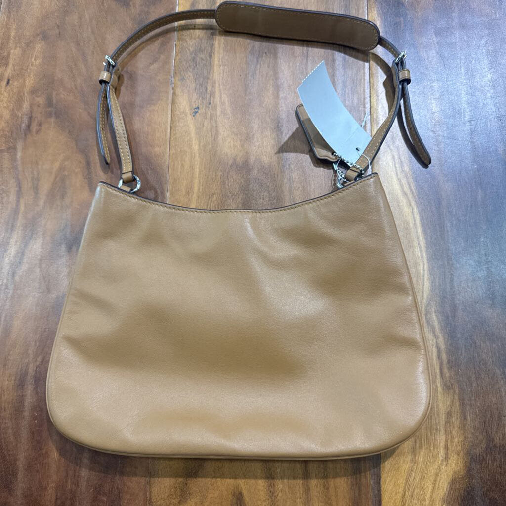 COACH,LEATHER CLUTCH SHOULDER BAG ,CAMEL