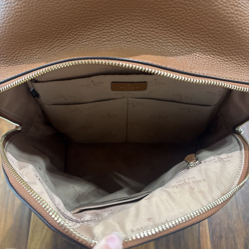 KATE SPADE,KS LEATHER BACKPACK ,CAMEL