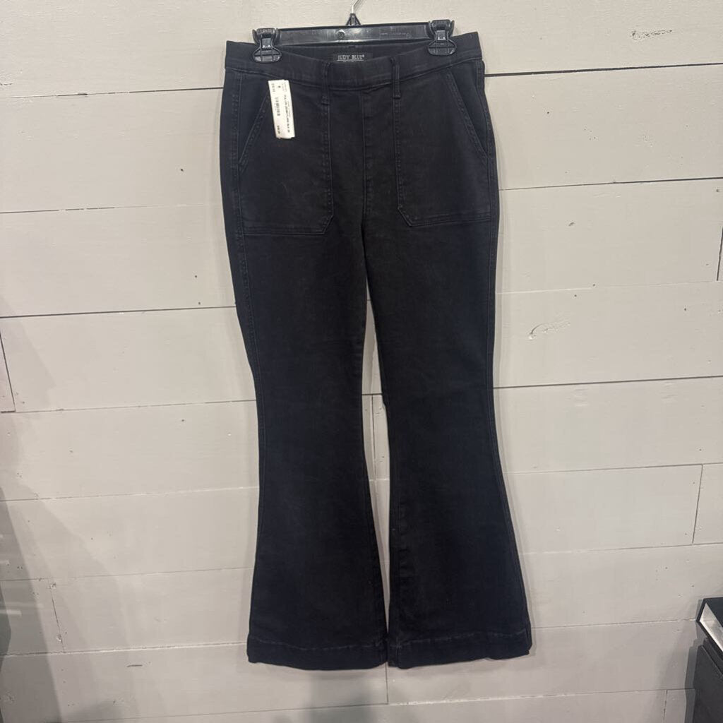 JUDY BLUE,PULLON DENIM FLARE,BLK,29