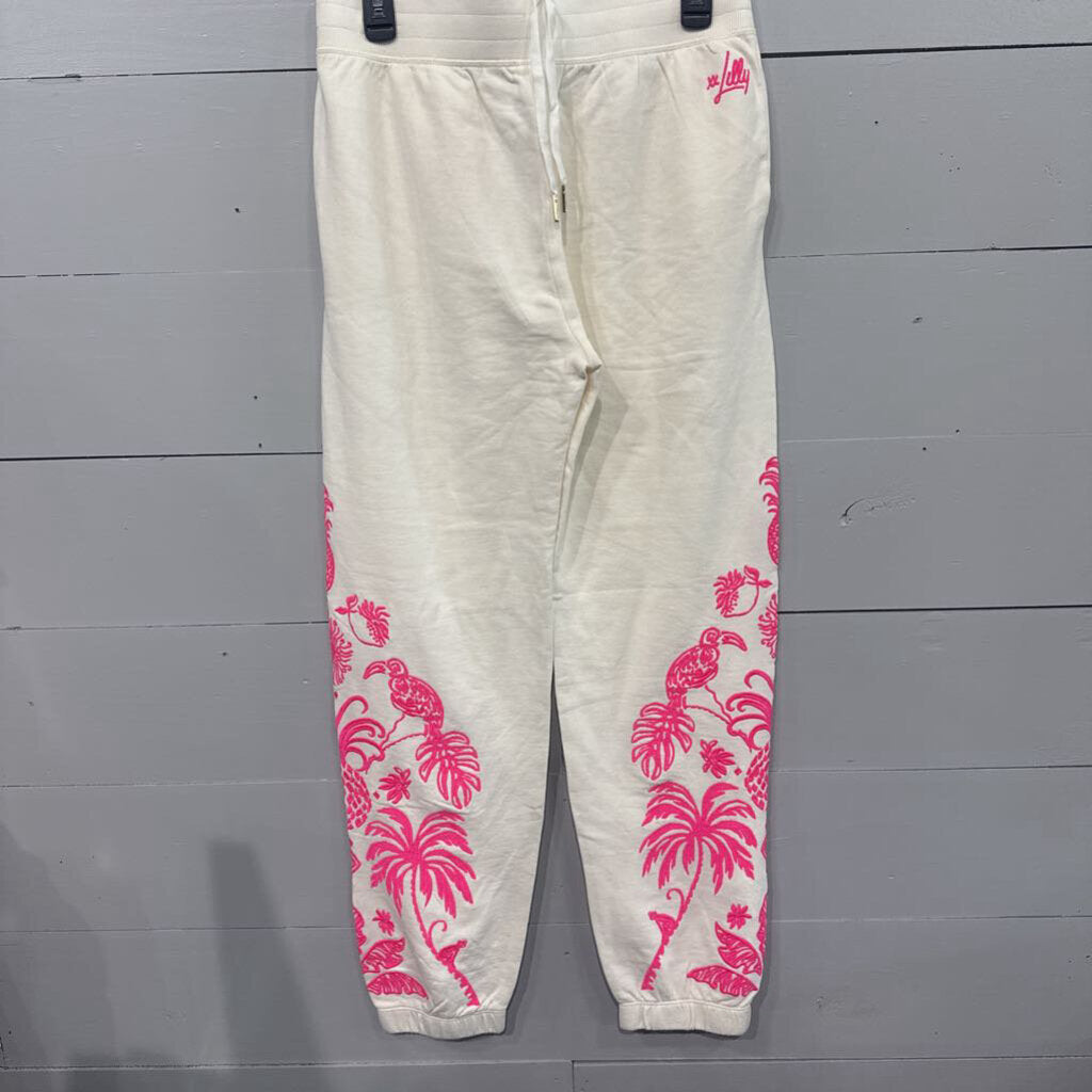 LILLY PULITZER,LP TROPICAL SWEAT PANT,WHTPINK,S