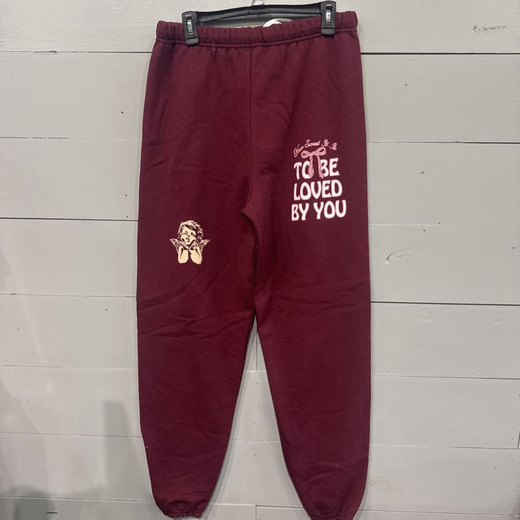 TO BE LOVED SWEAT PANT ,MAROON,M