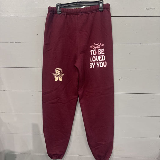 TO BE LOVED SWEAT PANT ,MAROON,M