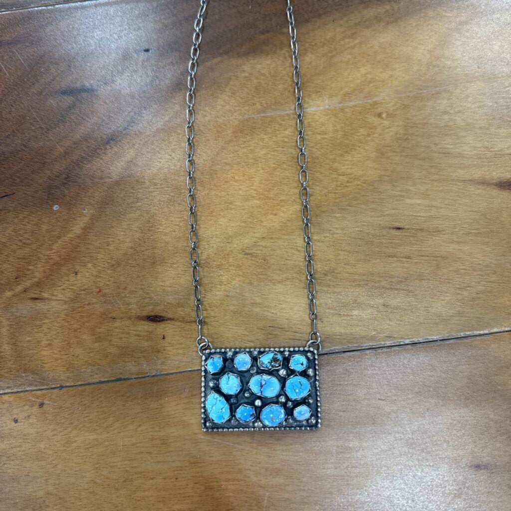 STERLING SILVER, MULTI PENDANT NECKLACE ,BLUE SILVER
