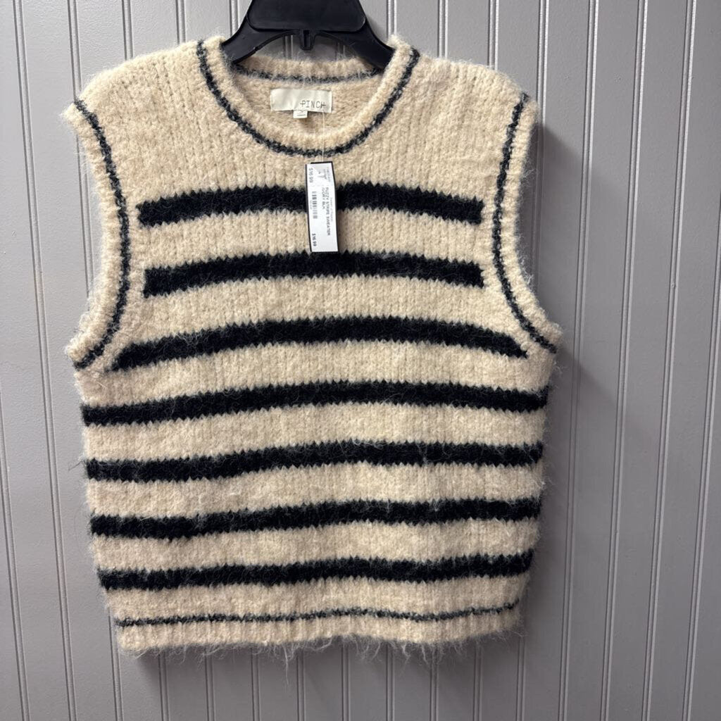 PINCH,FUZZY STRIPE SWEATER ,IVORY BLK