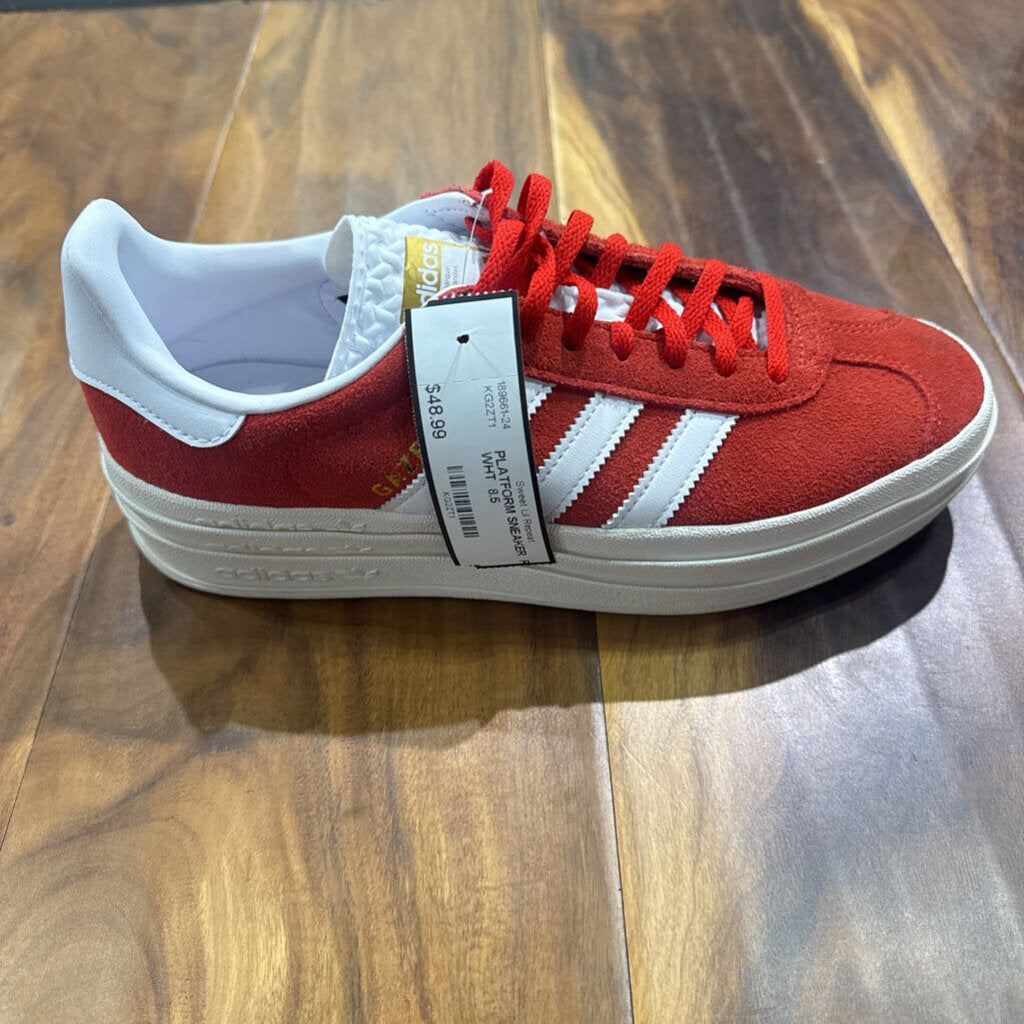 ADIDAS,PLATFORM SNEAKER ,RED WHT ,8.5