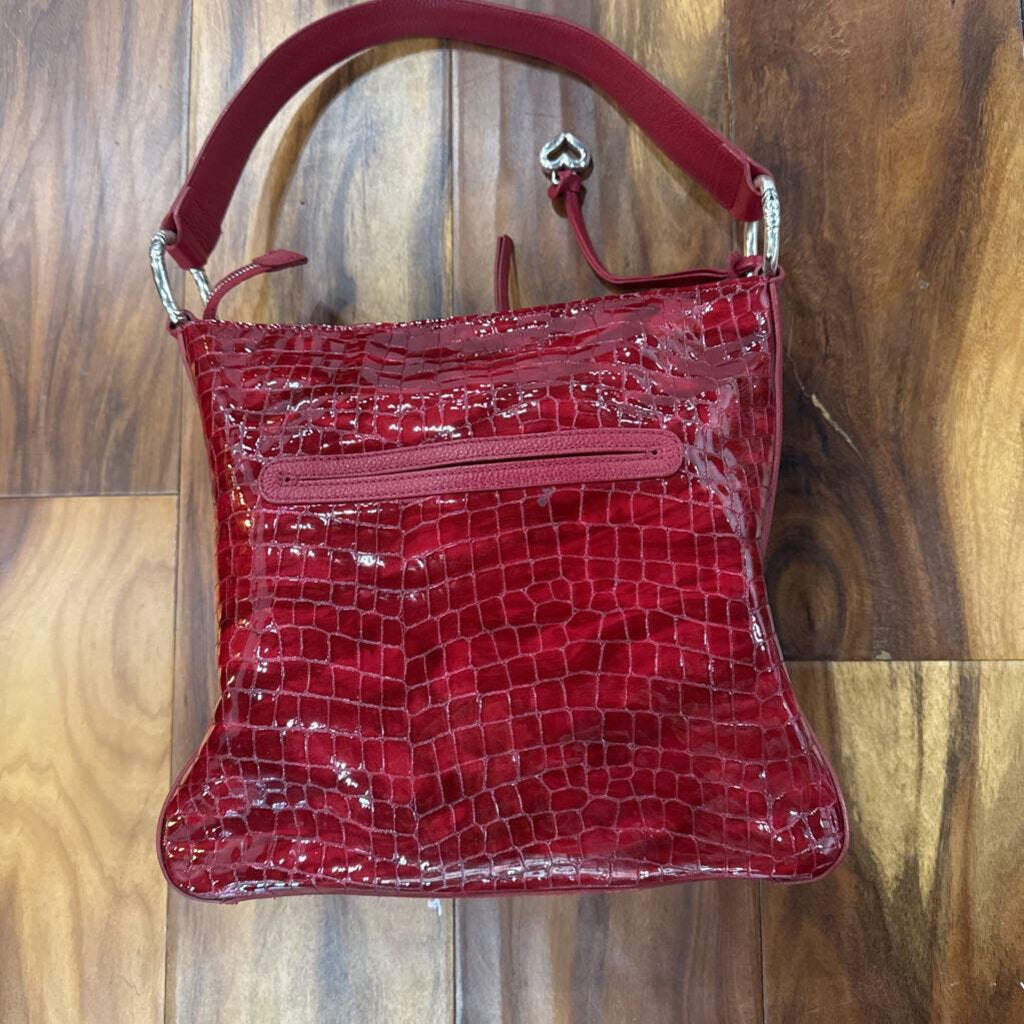 BRIGHTON PATENT HANDBAG,RED