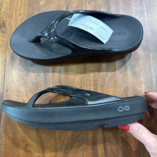 OOFOS,FLIP FLOP SANDAL ,BLACK,6