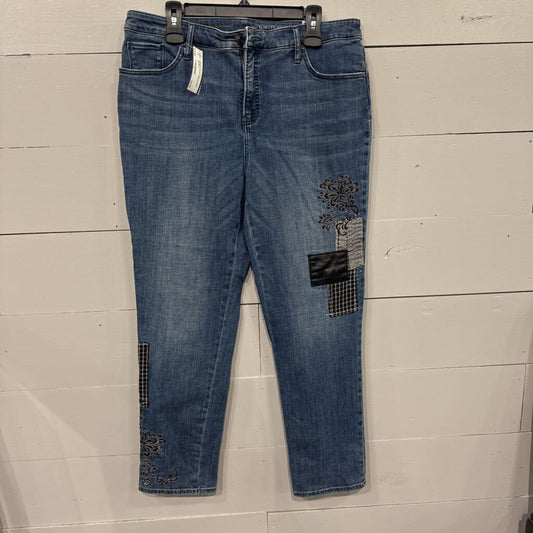 CHICO'S,DENIM PATCH ANKLE PANT,BLUE,14