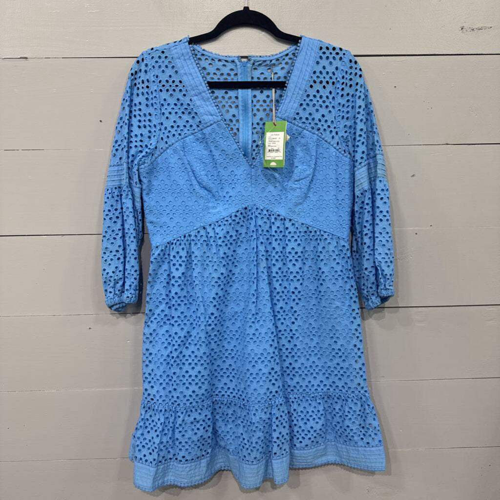 LILLY PULITZER,NWT EYELET DRESS,BLUE ,14