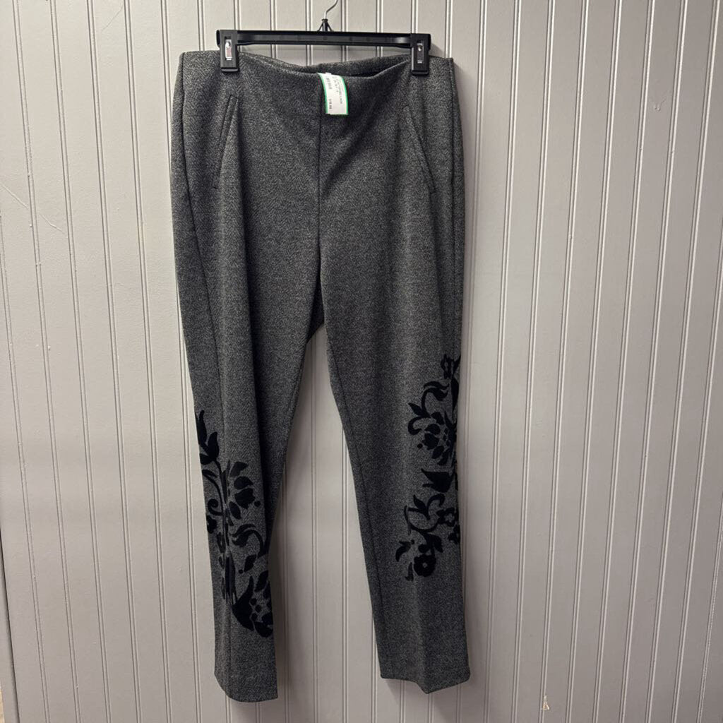 CHICO'S,VELVET PATTERNED LACK PANT,GRY BLK,1.5