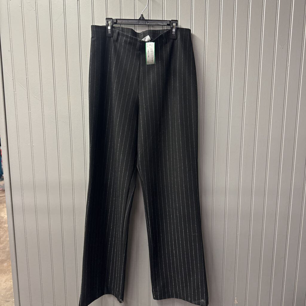 CHICO'S,STRIPE SLACK PANT,GRY BLK,M