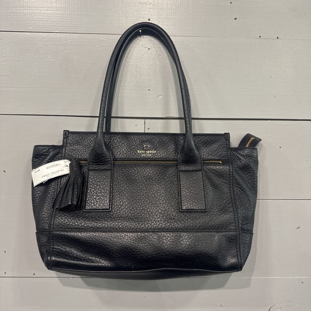 KATE SPADE,KS LEATHER TOTE,BLK