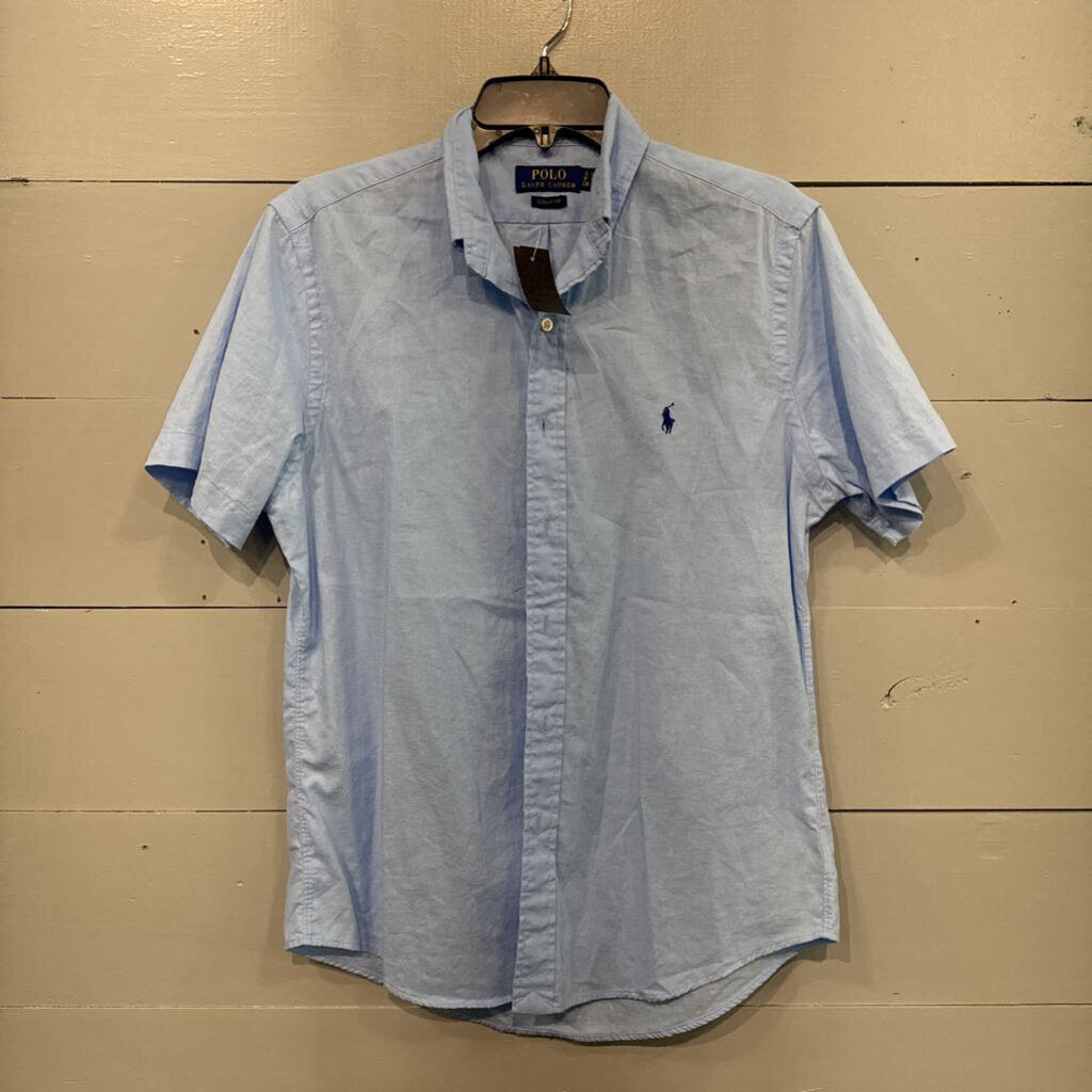 POLO,COLLARED BUTTONUP TOP ,BLUE ,S