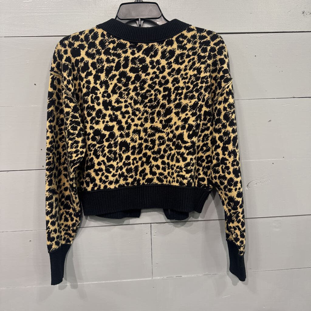 MAEVE (ANTHRO),LEOPARD CARDIGAN SWEATER ,BLK TAN ,S