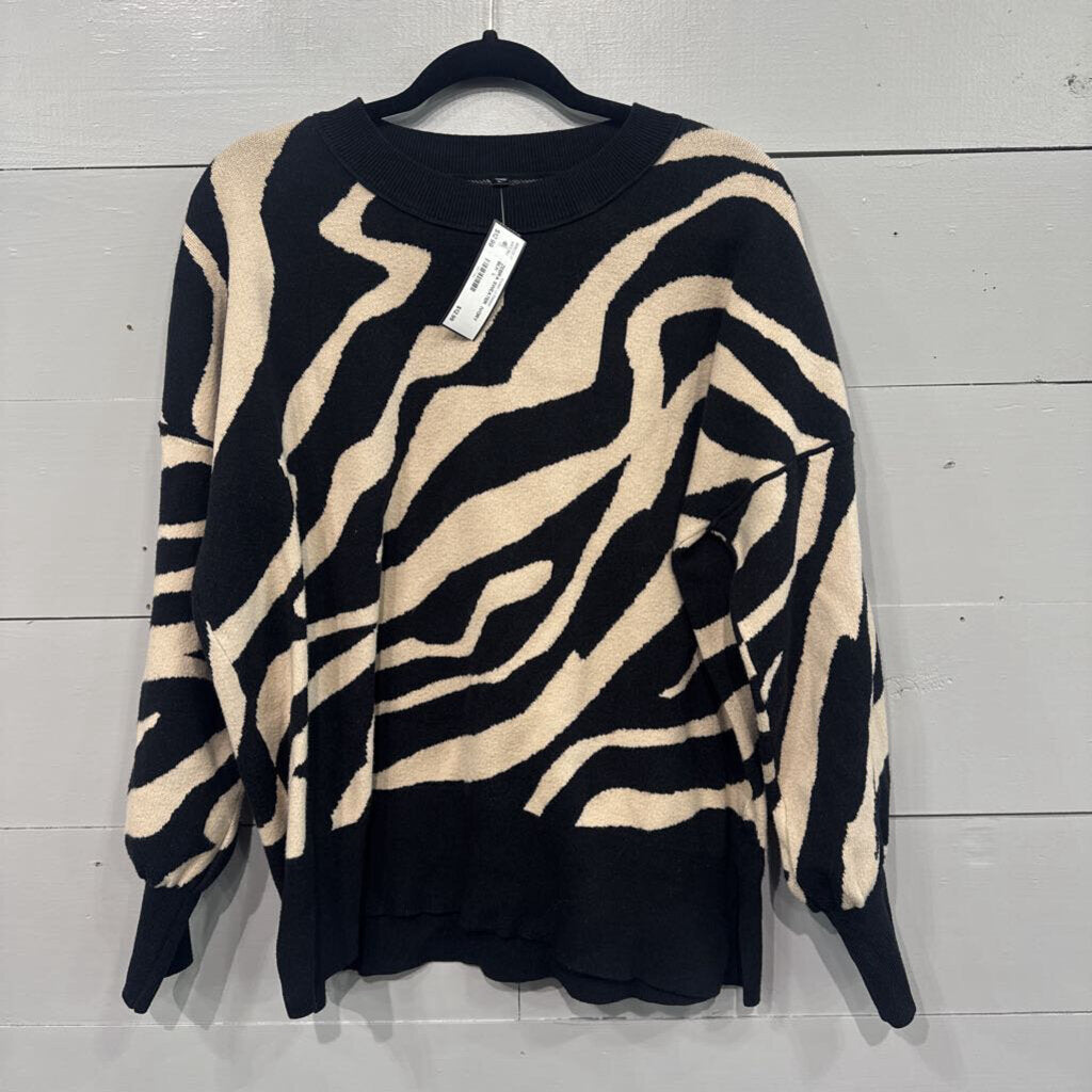 ZEBRA SWEATER ,IVORY BLK ,L