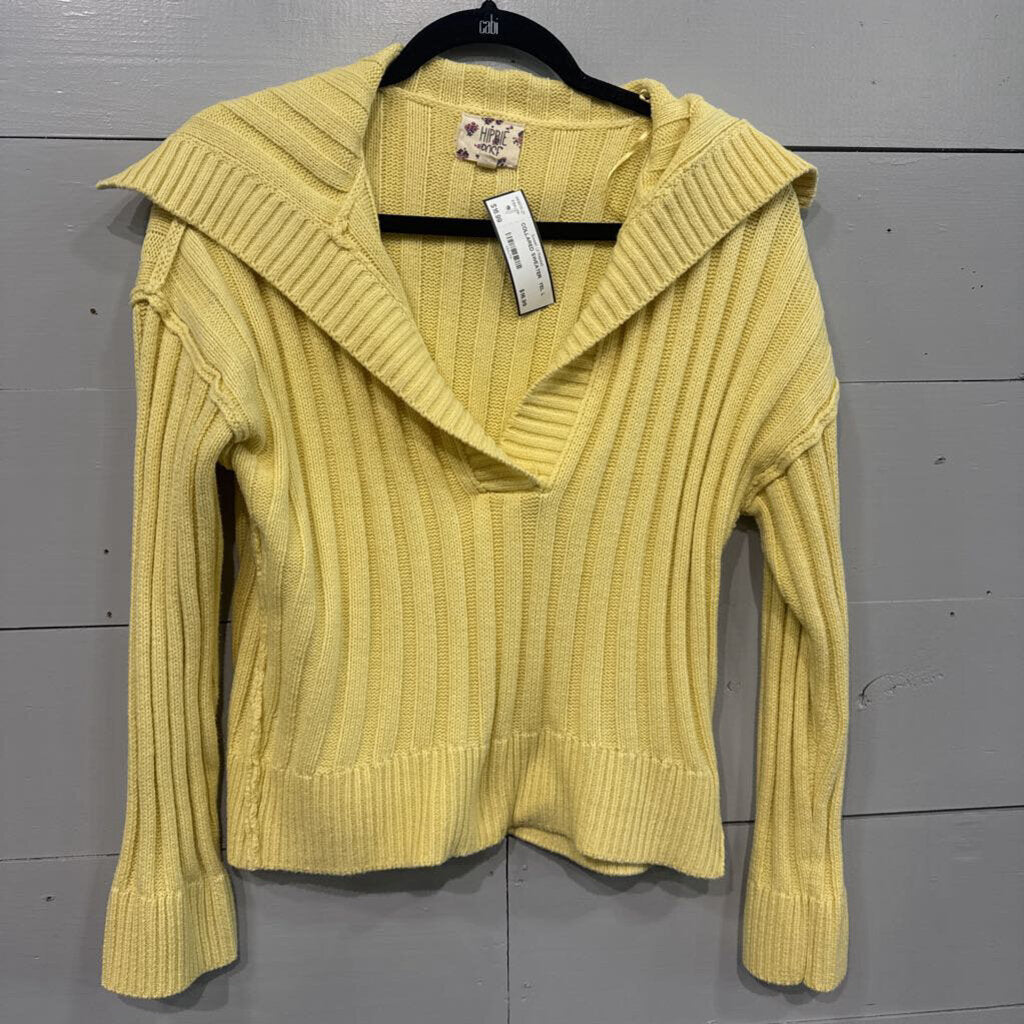 HIPPIE ROSE,COLLARED SWEATER ,YEL,L