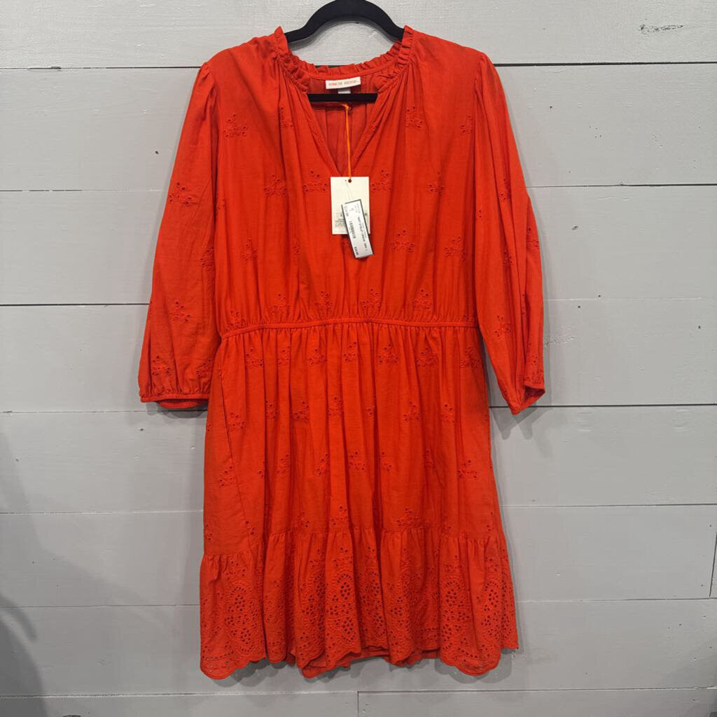 KNOX ROSE,NWT EYELET DRESS ,ORG ,L