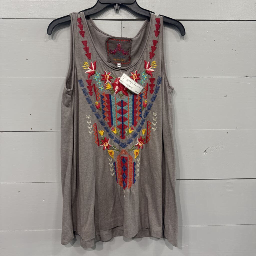 JOHNNY WAS,JW EMBROD TANK TOP ,GRY MULTI ,M