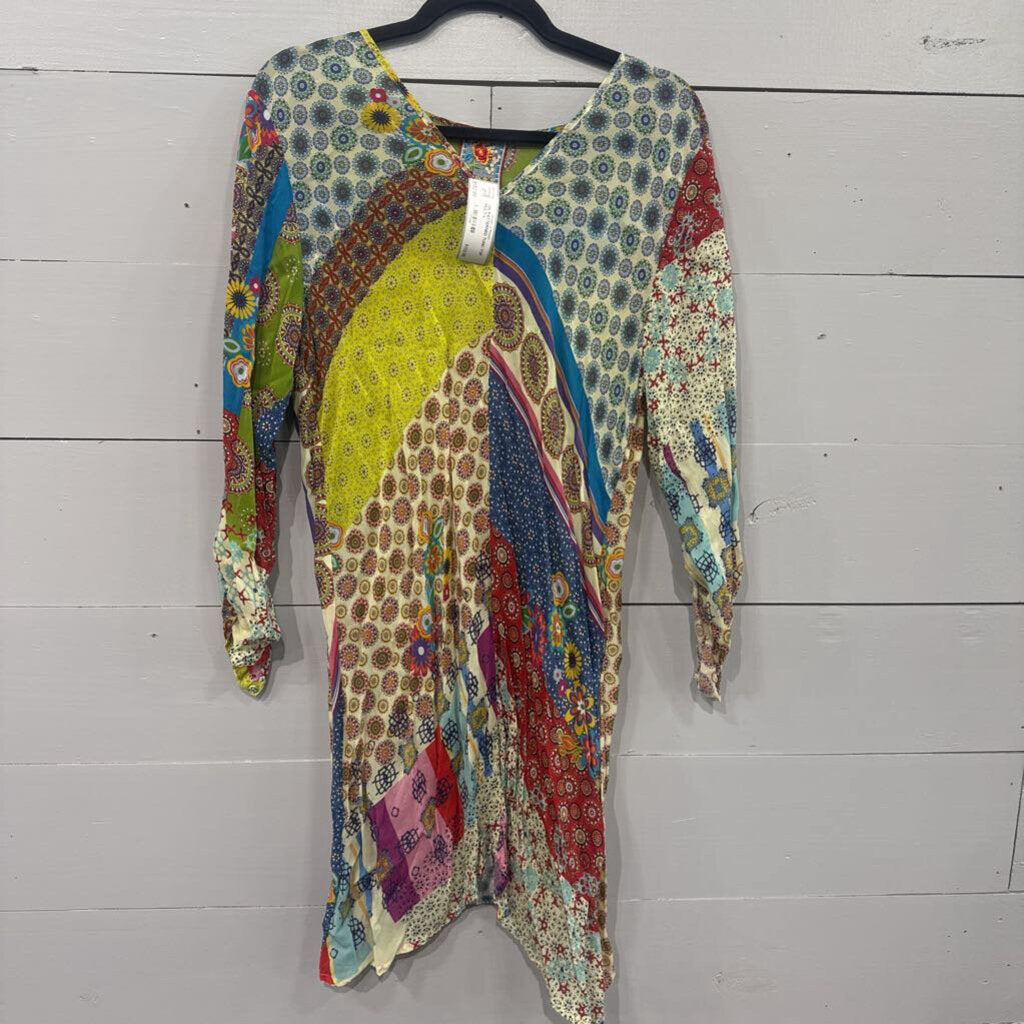 JOHNNY WAS,JW PATTERNED TUNIC TOP ,MULTI,L