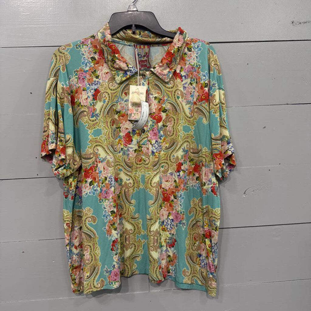 JOHNNY WAS,JW FLORAL TOP ,MULTI,L