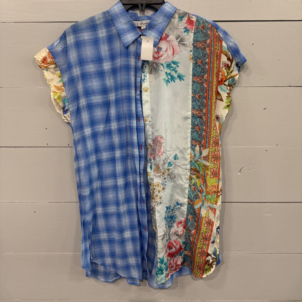 JOHNNY WAS,JW PLAID FLORAL TOP , MULTI,M