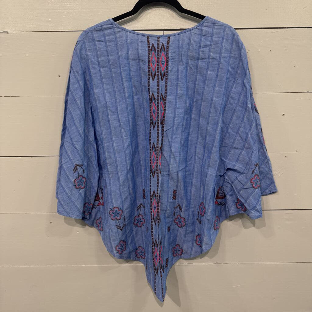 JOHNNY WAS,JW SHAW TOP ,BLUE PINK ,M