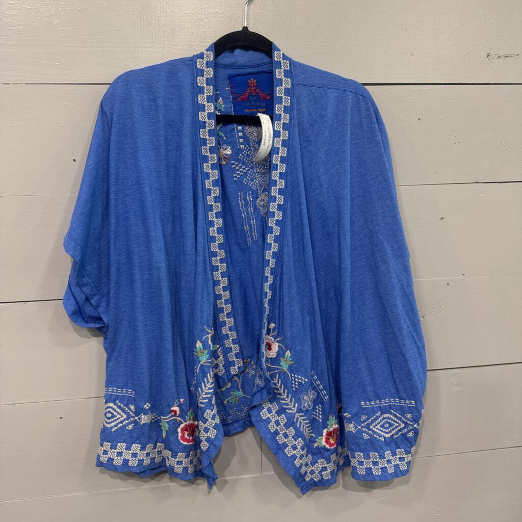 JOHNNY WAS,JW EMBROD CARDIGAN ,BLUE MULTI,L