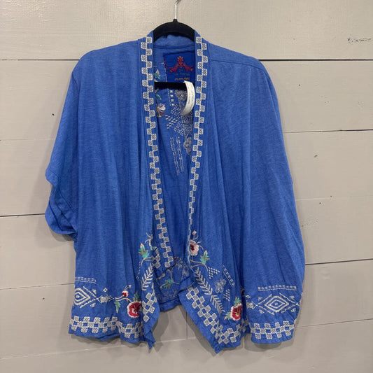 JOHNNY WAS,JW EMBROD CARDIGAN ,BLUE MULTI,L