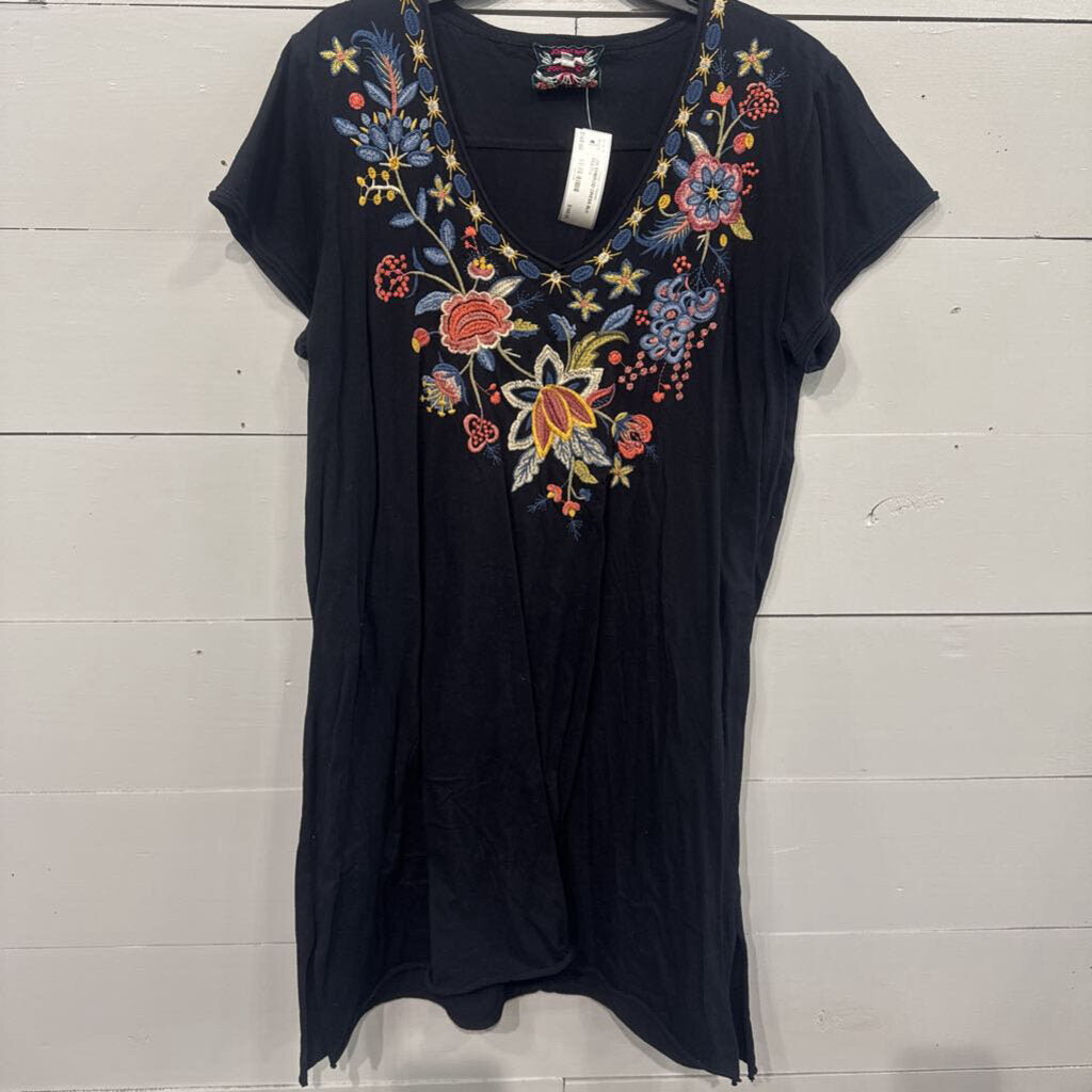 JW EMBROD DRESS,BLK MULTI,L