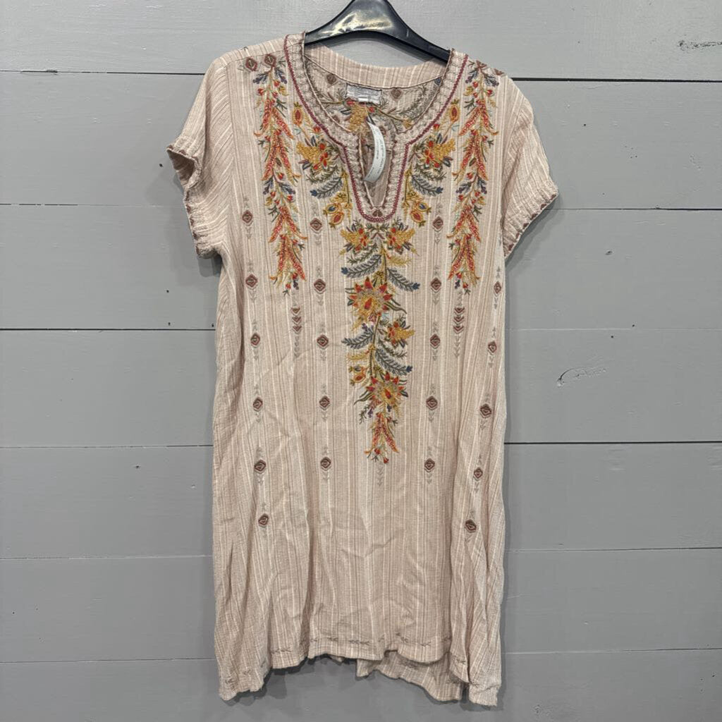 JOHNNY WAS,JW EMBROD DRESS,TAN MULTI,M