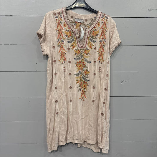 JOHNNY WAS,JW EMBROD DRESS,TAN MULTI,M