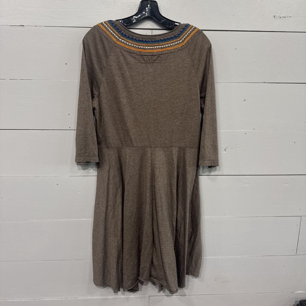 JOHNNY WAS,JW EMBROD DRESS,BRN MULTI,L