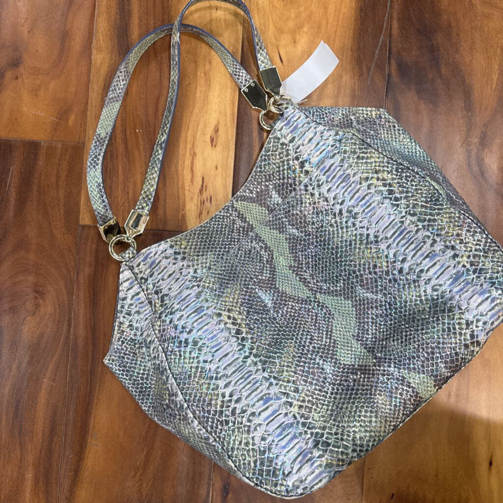 BRAHMIN,SNAKESKIN HANDBAG ,GRN