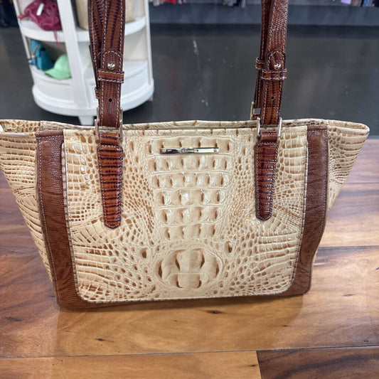 BRAHMIN,GATER TOTE HANDBAG,CR/BR