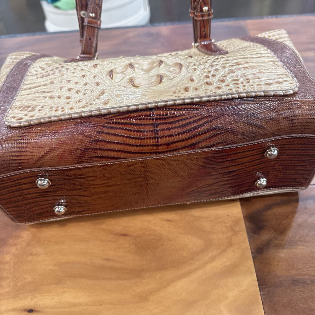 BRAHMIN,GATER TOTE HANDBAG,CR/BR