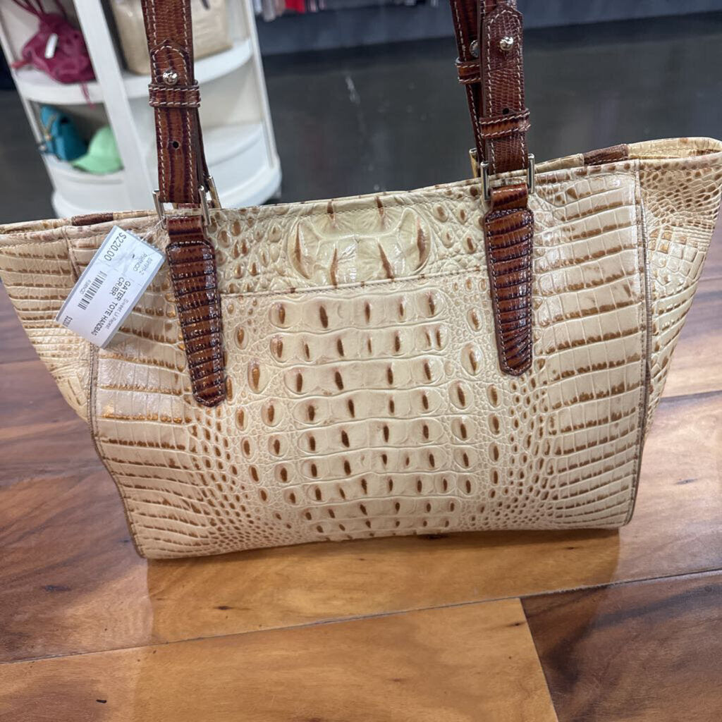 BRAHMIN,GATER TOTE HANDBAG,CR/BR
