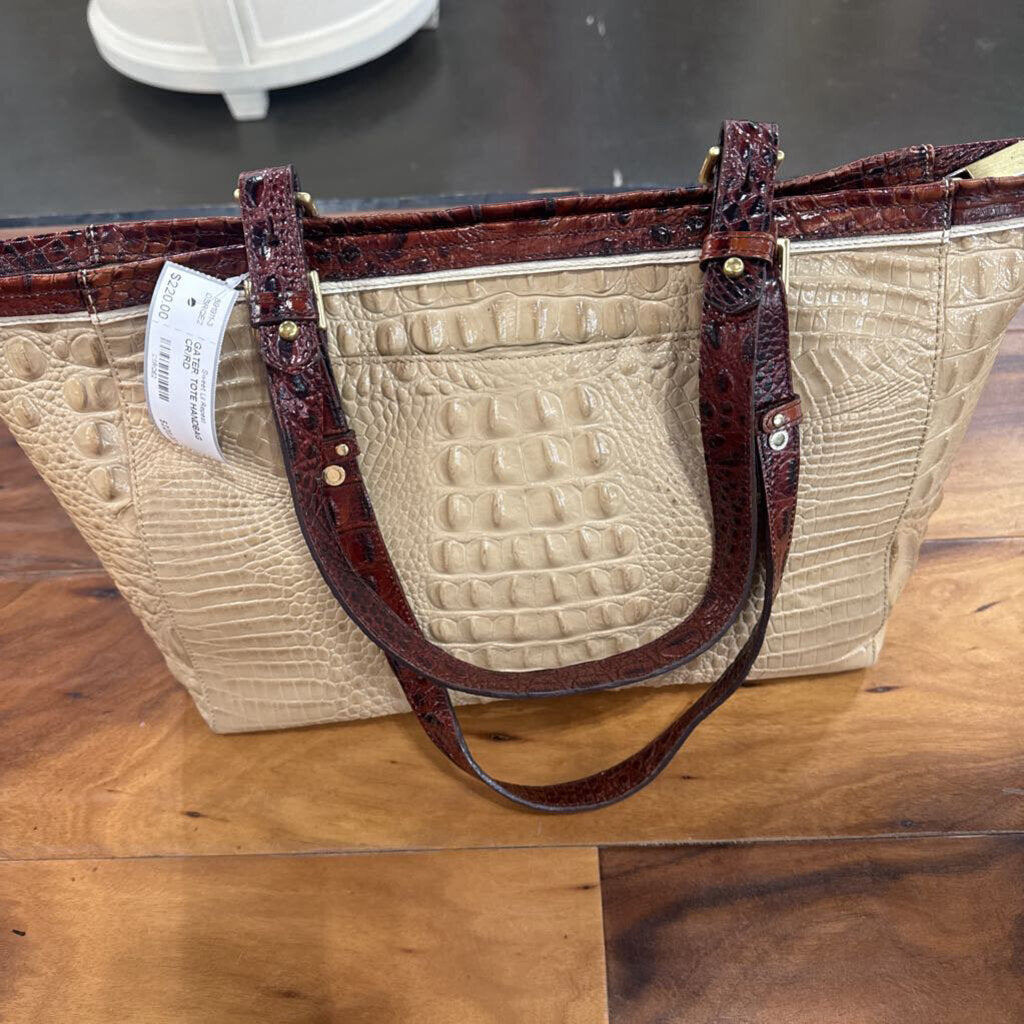 BRAHMIN,GATER TOTE HANDBAG,CR/RD