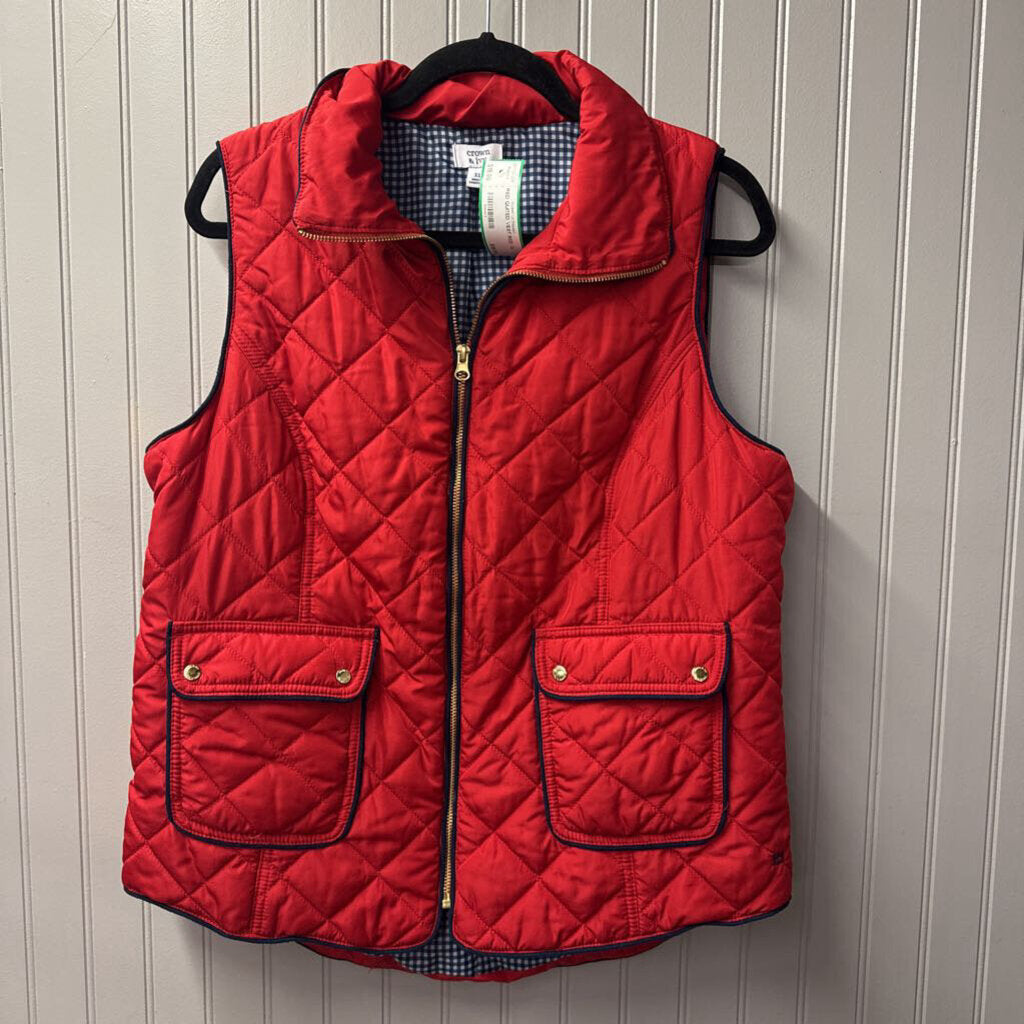 CROWN & IVY,RED QUITED VEST,RED ,XL