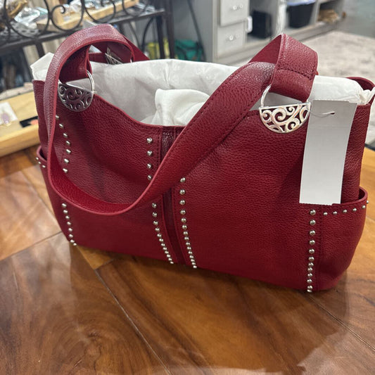 BRIGHTON,ANDIE STUDDED LEATHER SACHEL RETAIL $320,RED